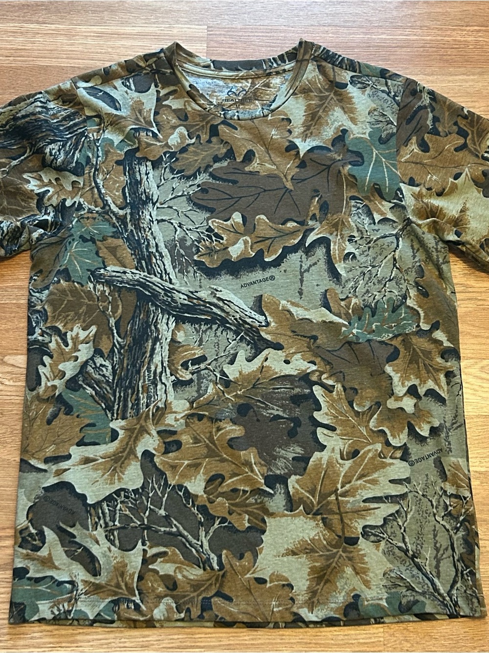 Men's Realtree-Style Camouflage Short Sleeve Shirt - Olive/Brown.Size Medium